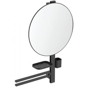 ALU+ Beauty Bar L, tyč s príslušenstvom 80 cm a zrkadlom 50 cm, Hodvábne čierná, BD587XG
