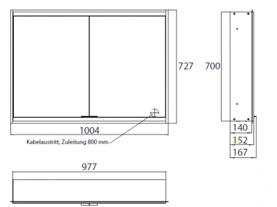 EMCO Zrkadlová skrinka 2-dvierková k zabudovaniu s osvetlením, konštrukcia, 949706035, 949700018