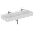 CONCA Umývadlo 120x45 cm, 2 otvory pre batériu, bez prepadového otvoru, farba biela lesklá, brúsená spodná hrana, T384401