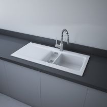 RAK DREAM1 Dvojdrez keramický, odkladacia plocha vľavo, otvor pre batériu, matt white, DRM1L.500