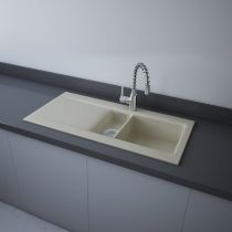 RAK DREAM1 Dvojdrez keramický, odkladacia plocha vľavo, otvor pre batériu, matt greige, DRML.505