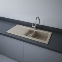 RAK DREAM1 Dvojdrez keramický, odkladacia plocha vľavo, otvor pre batériu, matt cappuccino, DRM1L.514