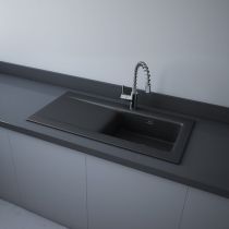 RAK DREAM2, Drez keramický, odkladacia plocha vľavo, otvor pre batériu, mat black, DRM2L.504