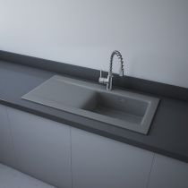 RAK DREAM2, Drez keramický, odkladacia plocha vľavo, otvor pre batériu, matt grey, DRM2L.503