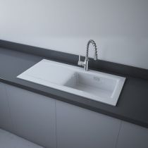 RAK DREAM2, Drez keramický, odkladacia plocha vľavo, otvor pre batériu, biely lesklý DRM2LAWH