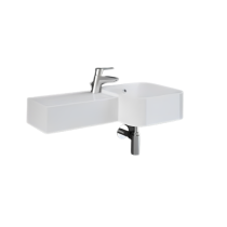 RAK PETIT Umývadlo s odkladacou plochou vľavo 36x36x76,5 cm, s otvorom pre batériu, PETWB37701AWHA