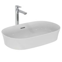 IPALYSS Umývadlo na dosku ovál 60x38 cm s prepadovým otvorom, bez otvoru pre batériu, E1397MA