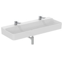 CONCA Umývadlo 120x45 cm, 2 otvory pre bat., bez prepad. otvoru, farba biela lesklá s IdealPlus, brúsená spod. hrana, T3844MA