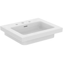 EXTRA Umývadlo 61x51 cm, s 3 otvormi pre batériu, farba biela lesklá ideal plus, s prepadovým otvorom, T4360MA