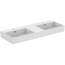 EXTRA Dvojumývadlo 120x45 cm, s otvorom pre batériu, farba biela matná, s prepadovým otvorom, T3913V1
