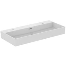 EXTRA Umývadlo 100x45 cm, s 2 otvormi pre batériu, farba biela lesklá ideal plus, s prepadovým otvorom, T3902MA