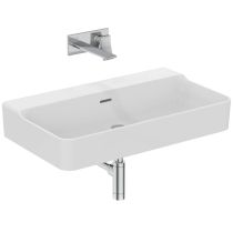 CONCA Umývadlo 80x45 cm, bez otvoru pre batériu, farba biela lesklá, s prepadovým otvorom, brúsená spodná hrana, T3828MA