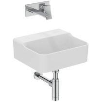 CONCA Umývadielko 40x35 cm, bez otvoru pre batériu, farba biela lesklá, bez prepadového otvoru, brúsená spodná hrana,T387901