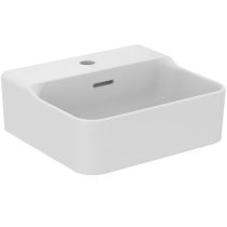 CONCA Umývadielko 40x35 cm, s otvorom pre batériu, farba biela lesklá, s prepadovým otvorom, brúsená spodná hrana,T3876MA