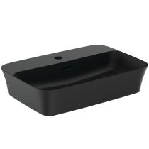 IPALYSS Umývadlo na dosku 55x38 cm, s otvorom pre batériu, s prepadovým otvorom, farba čierna matná, E2077V3