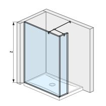 JIKA PURE Sklenená stena walk-in pre sprchovú vaničku 1200x800/900 mm, 1200x200x2000 mm, Strieborná, H2674260026681