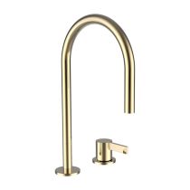 LAUFEN Kartell LAUFEN Umývadlová dvojotvorová stojančeková batéria, otočný výtok 166 mm, prietok 5,3 l/min, bez automatického výpustu, PVD Zlatá lesklá 001, H3113320012201