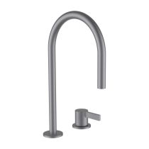 LAUFEN Kartell LAUFEN Umývadlová 2-otvorová páková batéria s otočným výtokom 166 mm, prietok 5,3 l/min bez automatického výpustu, Umývadlová 2-otvorová páková batéria s otočným výtokom 166 mm, prietok 5,3 l/min bez automatického výpustu, PVD kartáčovaná n