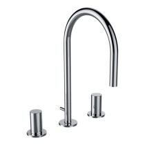 LAUFEN Kartell LAUFEN Umývadlová 3 - otvorová batéria, otočné ramienko 16,5 cm, prietok 5,7 l/min, s automatickou výpusťou, Chróm 004, H3123330042211