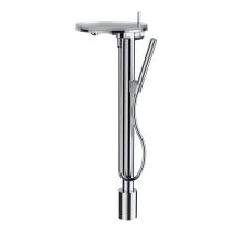 LAUFEN Kartell LAUFEN Vaňová páková batéria (tanier), stĺpik, vrátane syntetickej pružnej hadice 125 cm a ručnej sprchy Twinstick, prietok 9,5 l/min (merané pri ručnej sprche) vr. 1 plastového disku vo vyhotovení transparent, Chróm 004, H3213310041211