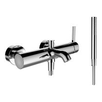 LAUFEN Kartell LAUFEN Vaňová nástenná páková batéria, vrátane syntetickej sprchovej hadice 1800 mm a ručnej sprchy Twinstick, bez sprchového příslušenstva, Chróm 004, H3213370041411