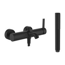 LAUFEN Kartell LAUFEN Vaňová nástenná páková batéria, vrátane syntetickej sprchovej hadice 1800 mm a ručnej sprchy Twinstick, PVD Titán čierný matný 081, H3213370811411