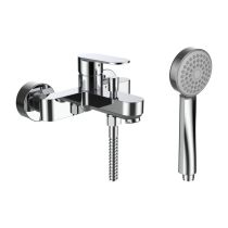 LAUFEN NEJA Vaňová nástenná páková batéria, s ručnou sprchou 80 mm, 1 funkcia a syntetickou sprchovou hadicou 1600 mm, Chróm 004, H3215170041311