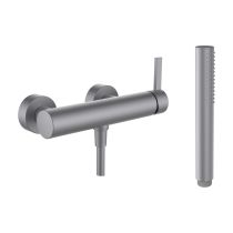 LAUFEN Kartell LAUFEN Sprchová batéria 150 mm kompletná s pripojovacími excentrami, syntetickou sprchovou hadicou 1800 mm a dvojitým držadlom ručnej sprchy, PVD kartáčovaná nerezová oceľ 090, H3313370901411