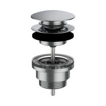 LAUFEN  Umyvadlová výpust, Click-clack s jedným otvorom pre batériu uprostred s prepadom, 63x63 mm, farba Chróm, H3709890041041