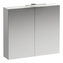 LAUFEN BASE Zrkadlová skrinka s osvetlením, el. zástrčkou EU IP44, 800x185x700 mm, Biela lesklá 261, H4028021102611
