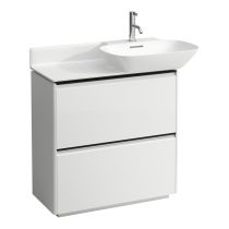 LAUFEN BASE Skrinka pod umývadlo, s 2 zásuvkami, pre umývadlá 813301, 813302, s držiakom z tmavého hliníka, 770x350x775 mm, Biela lesklá 261, H4030041102611