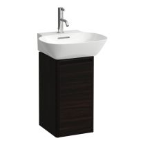LAUFEN BASE Skrinka pod umývadlo, 1 dvierka, závesy vľavo, 1 vnútorná polička, pre umývadielko 815301, s držiakom z tmavého hliníka, 275x295x515 mm, Tmavohnedý brest 263, H4030131102631