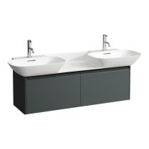 LAUFEN BASE Skrinka pod umývadlo, s 2 zásuvkami, pre umývadlo H814304, s držiakom z tmavého hliníka, 1170x350x360 mm, Šedá traffic 266, H4030161102661