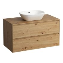 LAUFEN LANI Zásuvkový element 1000, s 2 zásuvkami, s výrezom uprostred, top 12 mm, 985x495x525 mm, Divoký dub 267, H4043211122671