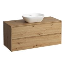 LAUFEN LANI Zásuvkový element 1200, s 2 zásuvkami, s výrezom uprostred, top 12 mm, 1180x495x525 mm, Divoký dub 267, H4043311122671