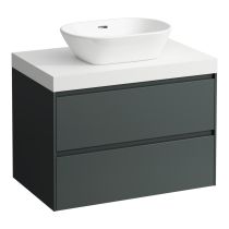 LAUFEN LANI Modulárna zostava 800, umývadlová doska 65 mm (.260 biela matná), s 1 výrezom uprostred, s 2 zásuvkami, 785x495x580 mm, Šedá traffic 266, H4045511122661