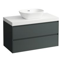 LAUFEN LANI Modulárna zostava 1000, umývadlová doska 65 mm (.260 biela matná), s 1 výrezom uprostred, s 2 zásuvkami, 985x495x580 mm, Šedá traffic 266, H4045611122661