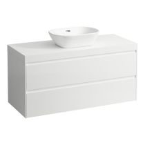 LAUFEN LANI Modulárna zostava 1200, umývadlová doska 65 mm (.260 biela matná), s 1 výrezom uprostred, s 2 zásuvkami, 1185x495x580 mm, Biela lesklá 261, H4045711122611
