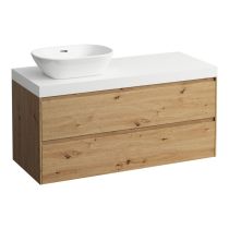 LAUFEN LANI Modulárna zostava 1200, umývadlová doska 65 mm (.260 biela matná), s výrezom vľavo, s 2 zásuvkami, 1185x495x580 mm, Divoký dub 267, H4045721122671