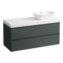 LAUFEN LANI Modulárna zostava 1200, umývadlová doska 65 mm (.260 biela matná), s výrezom vpravo, s 2 zásuvkami, 1185x495x580 mm, Šedá traffic 266, H4045731122661