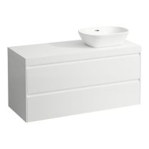 LAUFEN LANI Modulárna zostava 1200, umývadlová doska 65 mm (.260 biela matná), s výrezom vpravo, s 2 zásuvkami, 1185x495x580 mm, Špeciálne farby 990, H4045731129901