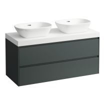 LAUFEN LANI Modulárny systém, 118,5 × 49,5 × 58 cm, s umývadlovou doskou 65 mm, s výrezom vľavo a vpravo, s 2 zásuvkami, umývadlová doska vo farbe biela mat (260), 1185x495x580 mm, Šedá traffic 266, H4045741122661