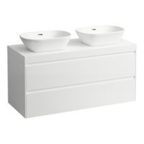 LAUFEN LANI Modulárny systém, 118,5 × 49,5 × 58 cm, s umývadlovou doskou 65 mm, s výrezom vľavo a vpravo, s 2 zásuvkami, umývadlová doska vo farbe biela mat (260), 1185x495x580 mm, Multicolour farby 999, H4045741129991