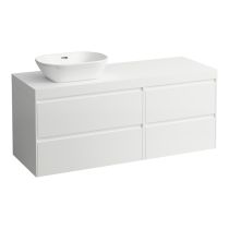 LAUFEN LANI Modulárna zostava 1400, umývadlová doska 65 mm (.260 biela matná), s výrezom vľavo, so 2 zásuvkami: zásuvkový element 800 ľavý + zásuvkový element 600 pravý, 1370x495x580 mm, Špeciálne farby 990, H4045821129901