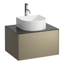 LAUFEN SONAR Skrinka pod umývadlo, s 1 zásuvkou, pre umývadlové misy H812340, H812341, H812342, H812343, s výrezom uprostred vr. otvoru pre batériu uprostred, 575x455x340 mm, Titán & nero marquina 142, H4054050341421