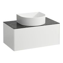 LAUFEN SONAR Skrinka pod umývadlo, s 1 zásuvkou, pre umývadlové misy H812340, H812341, H812342, H812343, s výrezom uprostred, 775x455x340 mm, Biela matná & nero marquina 143, H4054110341431