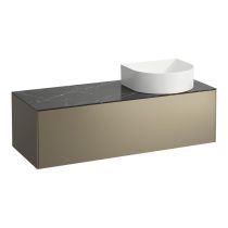 LAUFEN SONAR Skrinka pod umývadlo, s 1 zásuvkou, pre umývadlové misy H812340, H812341, H812342, H812343, s výrezom vpravo, 1175x455x340 mm, Titán & nero marquina 142, H4054230341421
