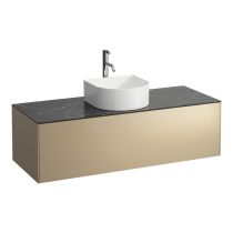 LAUFEN SONAR Skrinka pod umývadlo, s 1 zásuvkou, pre umývadlové misy H812340, H812341, H812342, H812343, s výrezom uprostred vr. otvoru pre batériu uprostred, 1175x455x340 mm, Zlato & nero marquina 140, H4054250341401