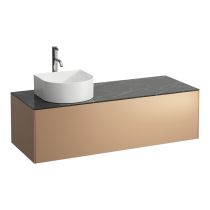 LAUFEN SONAR Skrinka pod umývadlo, s 1 zásuvkou, pre umývadlové misy H812340, H812341, H812342, H812343, s výrezom vľavo vr. otvoru pre batériu uprostred, 1175x455x340 mm, Meď & nero marquina 141, H4054260341411