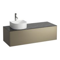 LAUFEN SONAR Skrinka pod umývadlo, s 1 zásuvkou, pre umývadlové misy H812340, H812341, H812342, H812343, s výrezom vľavo vr. otvoru pre batériu uprostred, 1175x455x340 mm, Titán & nero marquina 142, H4054260341421